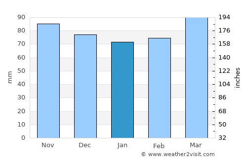 Palmyra average rain in January