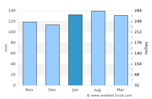 Palo Santo average rain in January