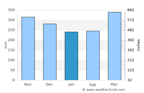 Palora average rain in January