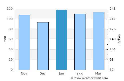 Palu average rain in January