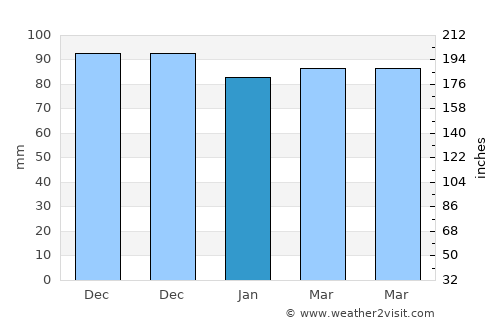 Palu average rain in January