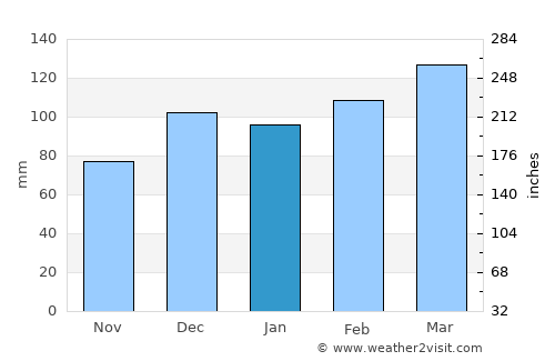 Panama City Beach average rain in January
