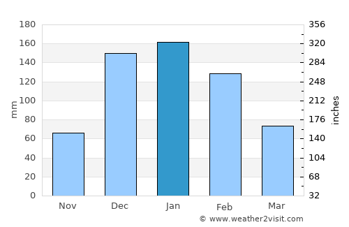 Pandamatenga average rain in January