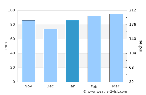 Pando average rain in January