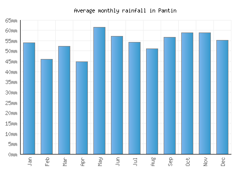 Pantin monthly rainfall chart (mm)