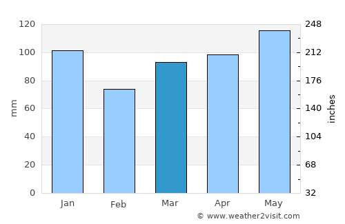 Papatowai average rain in March