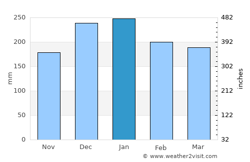 Paracambi average rain in January