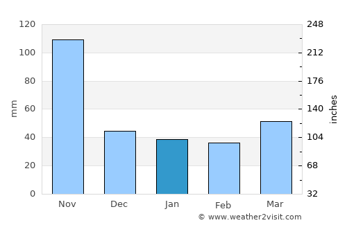 Paraíso average rain in January