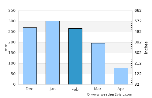 Paraisópolis average rain in February