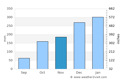 Paraisópolis average rain in November
