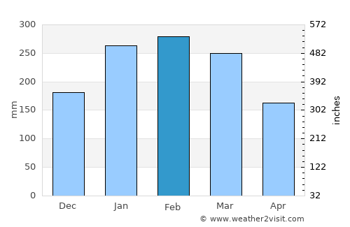 Paranaguá average rain in February