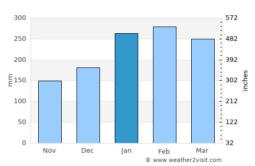 Paranaguá average rain in January