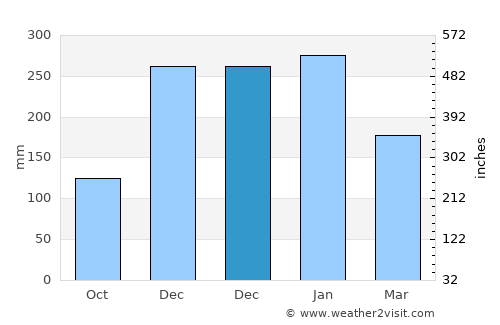Paranaíba average rain in December