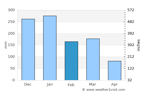Paranaíba average rain in February