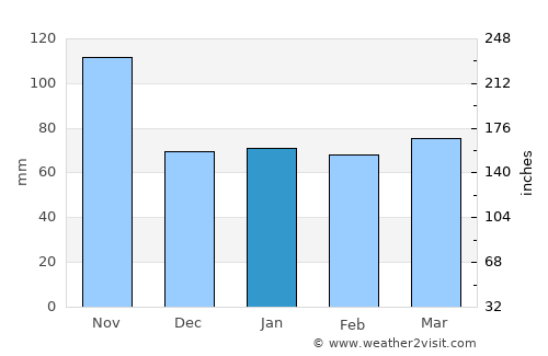 Parma average rain in January