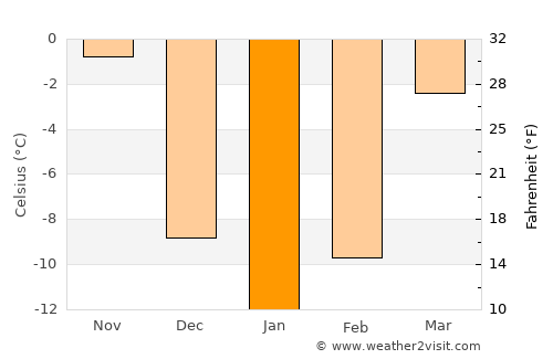 Partizansk average temperature in January
