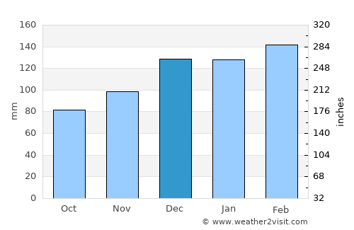 Pascagoula average rain in December