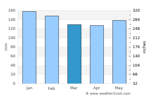 Passo Fundo average rain in March
