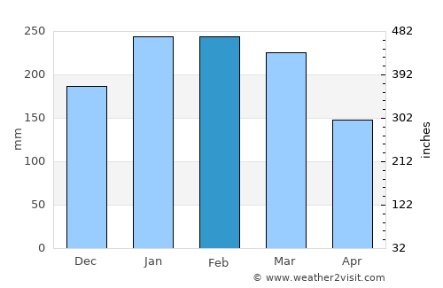 Pasuruan average rain in February