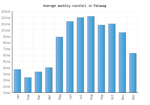 Patawag monthly rainfall chart (inches)