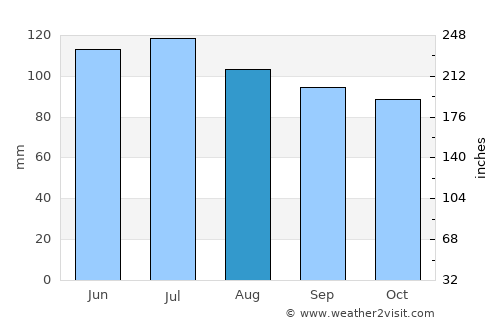 Patea average rain in August