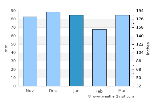 Patea average rain in January