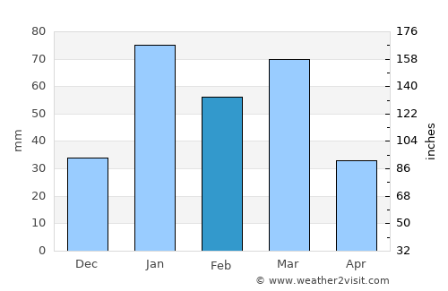 Pathankot average rain in February