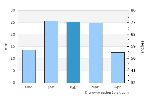 Patiāla average rain in February