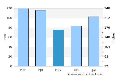 Pau Brasil average rain in May