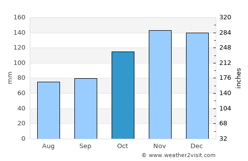 Pau Brasil average rain in October