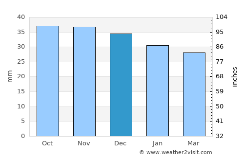 Păuca average rain in December