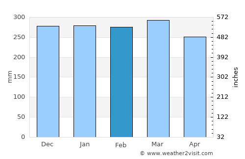 Pauini average rain in February