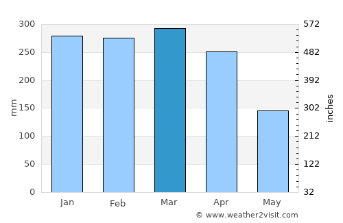 Pauini average rain in March