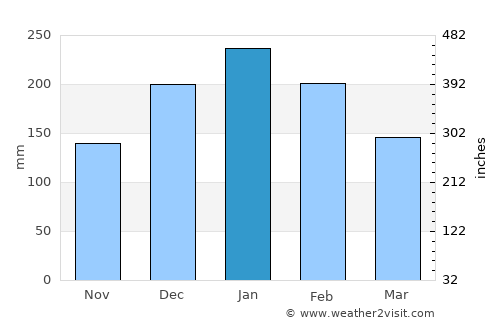 Paulínia average rain in January