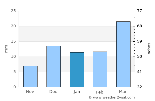 Pauni average rain in January