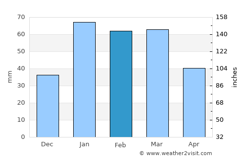 Pauri average rain in February