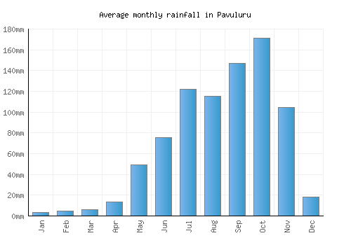 Pavuluru monthly rainfall chart (mm)