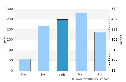 Pedernales average rain in February