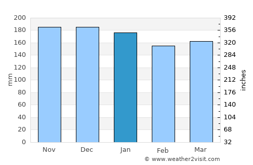 Pedro Juan Caballero average rain in January