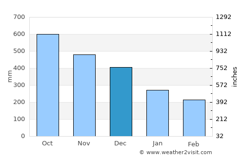 Pejibaye average rain in December