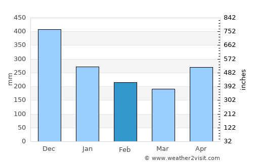 Pejibaye average rain in February