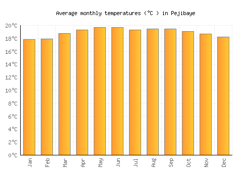 Pejibaye average temperature chart (Celsius)