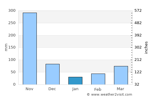 Pelaya average rain in January