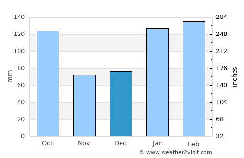 Pelotas average rain in December
