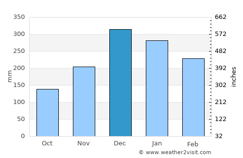 Perdões average rain in December