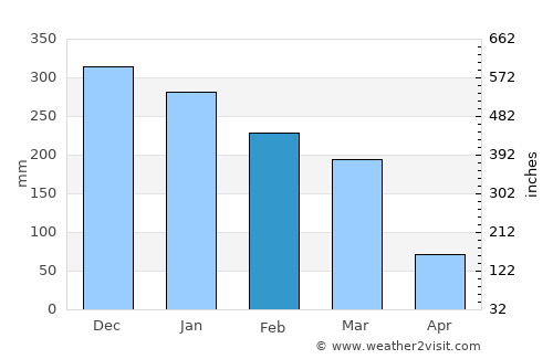 Perdões average rain in February