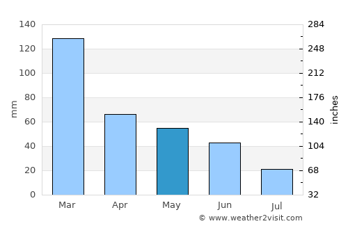 Pereira Barreto average rain in May