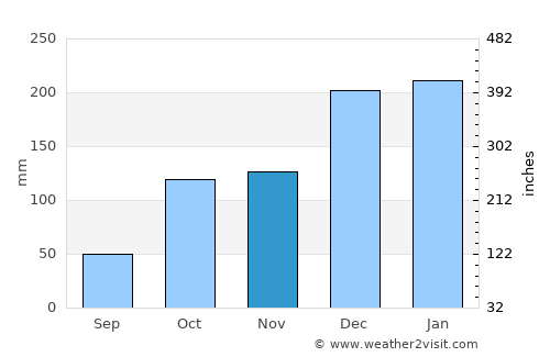 Pereira Barreto average rain in November