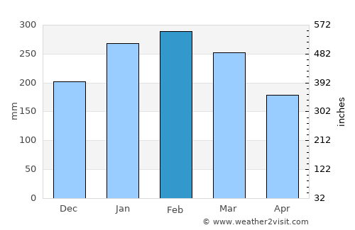 Peruíbe average rain in February