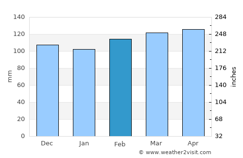 Pervari average rain in February